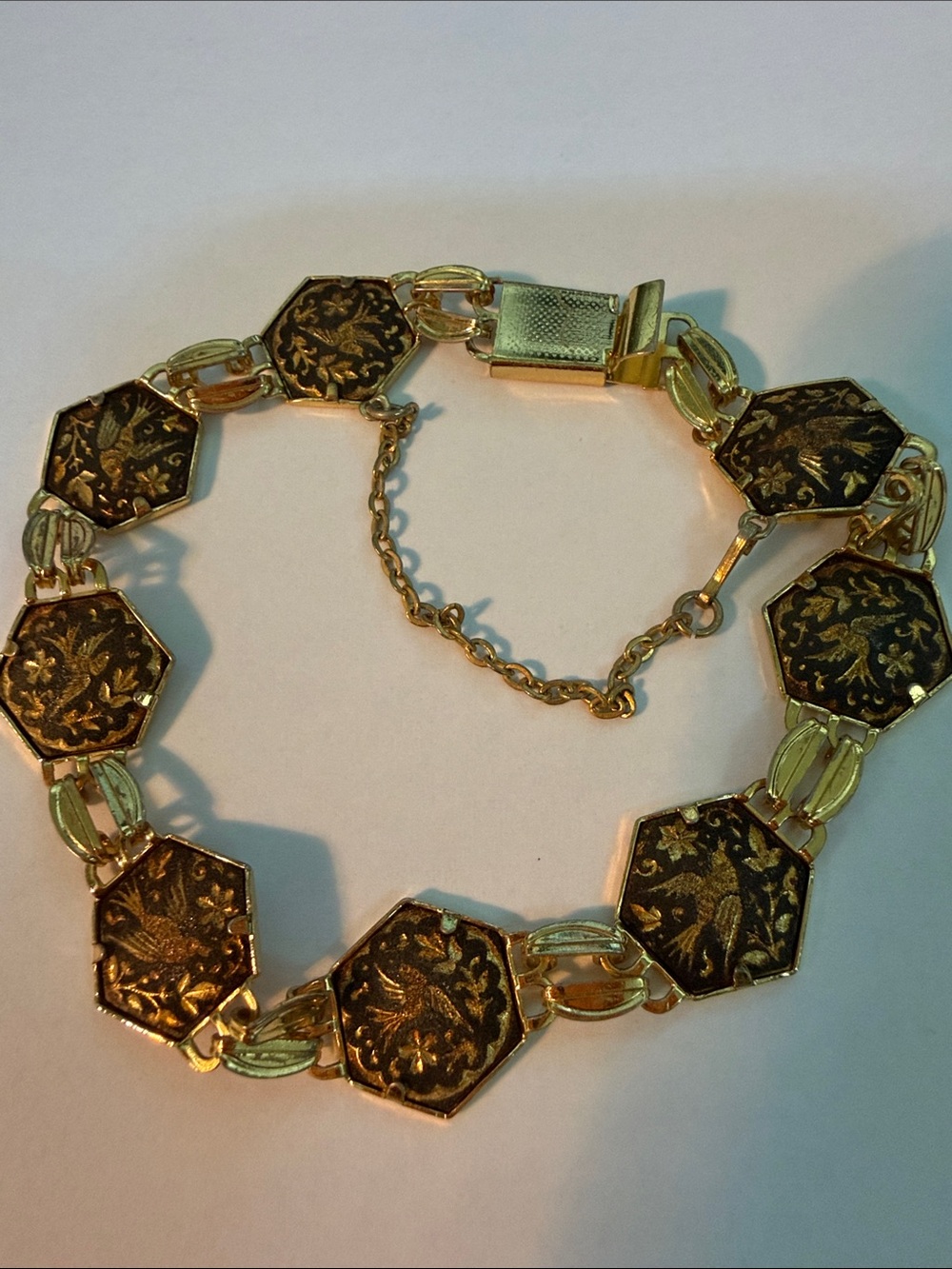 Vintage Toledo Spanish Damascene Bird Bracelet + matching earrings